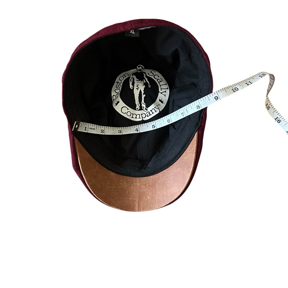 Boston Scally Co Burgundy Wool Blend Peaky Cap XL Newsboy Hat - Picture 4 of 5